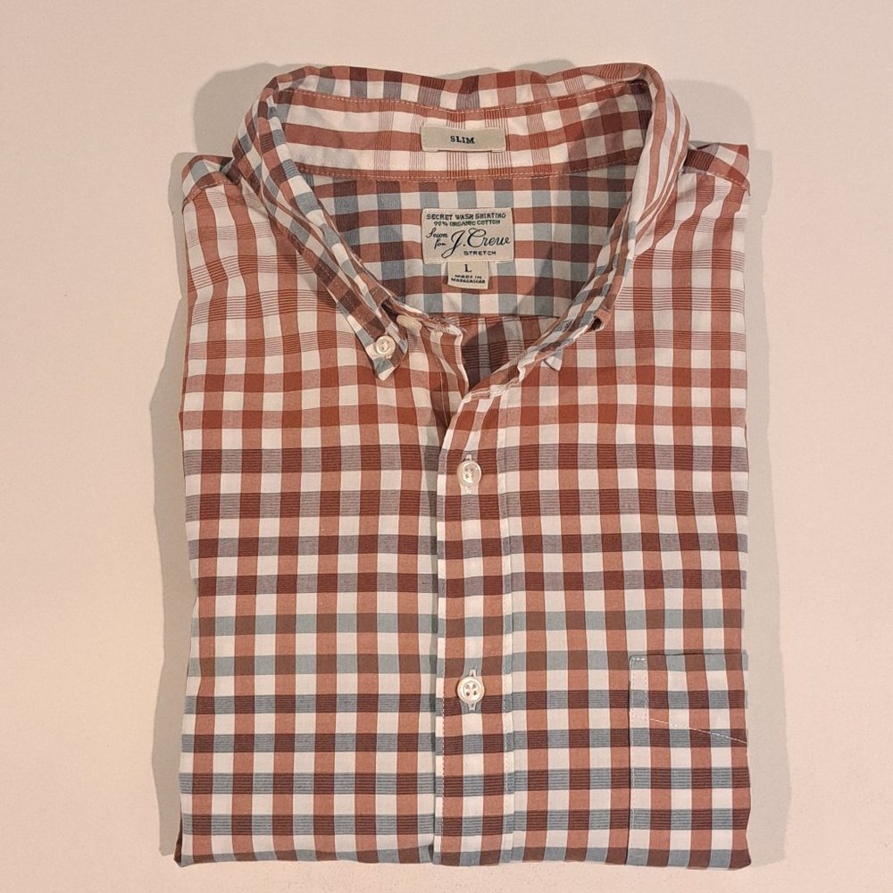 J. Crew Men's Large Slim Fit Stretch 98% Organic Cotton Shirt Style AI902